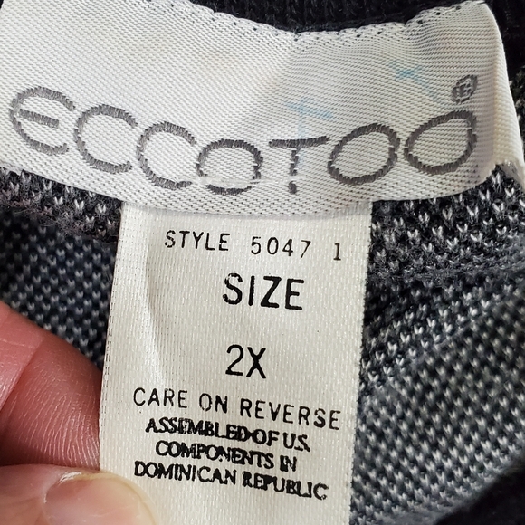 Eccotoo Sweater Womens Plus 3X Black & White Floral Faux Wrap Vintage ~Pre-Owned - Picture 8 of 9